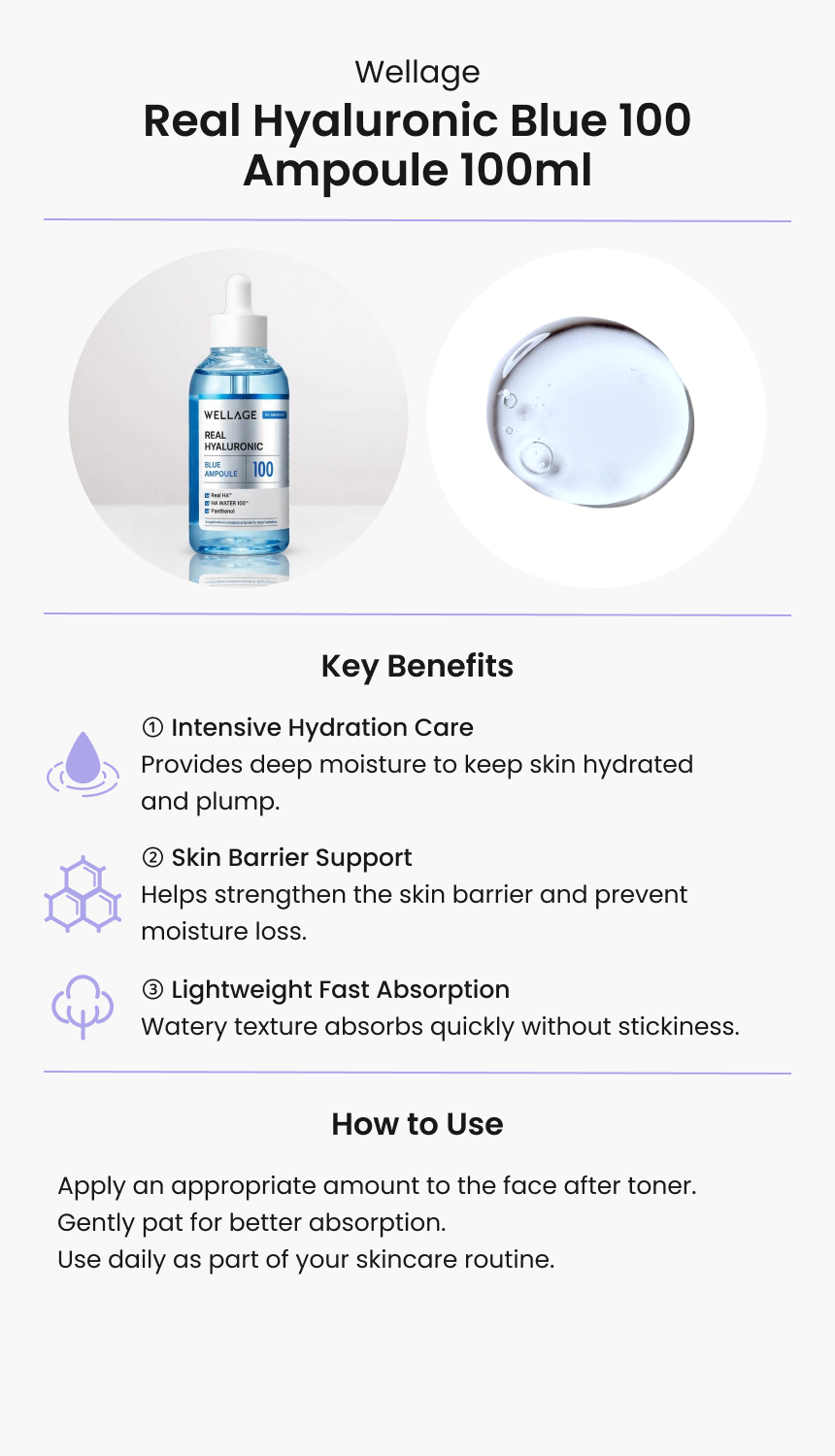 Wellage Real Hyaluronic Blue 100 Ampoule 100ml