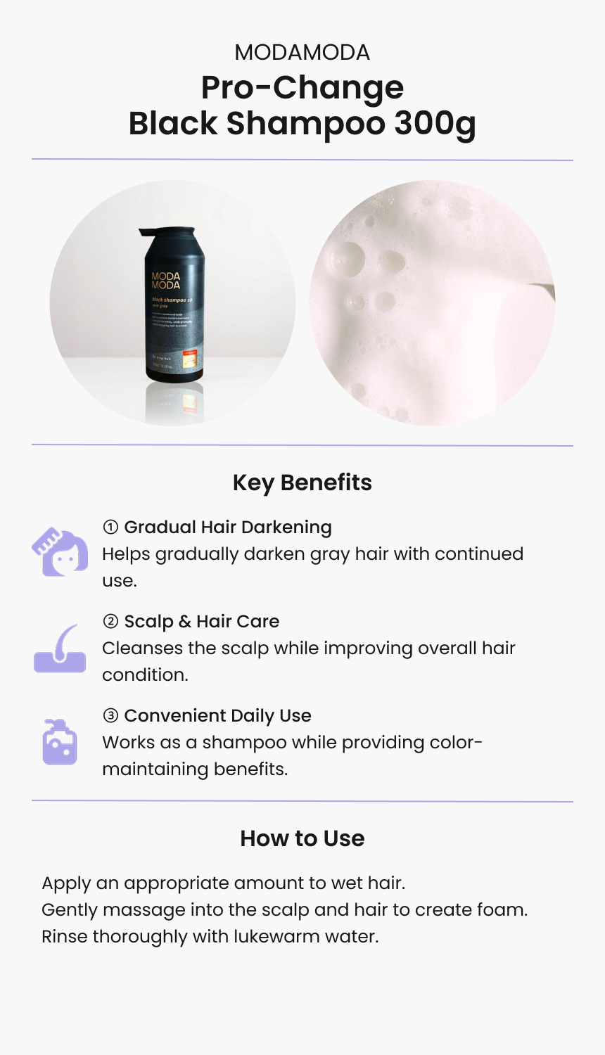 MODAMODA Pro-Change Black Shampoo 300g