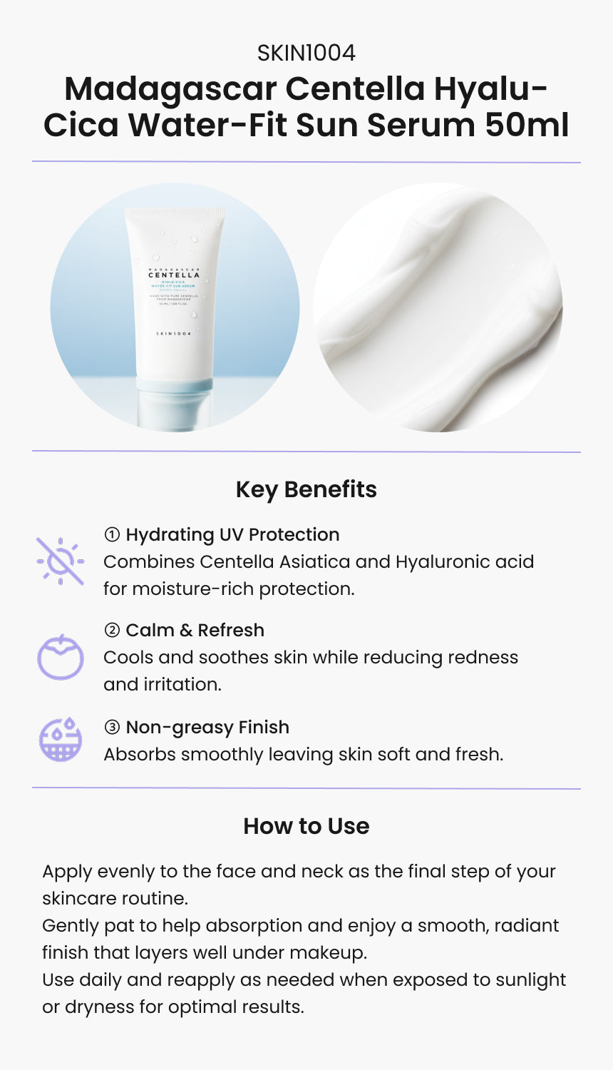 SKIN1004 Madagascar Centella Hyalu-Cica Water-Fit Sun Serum 50mL