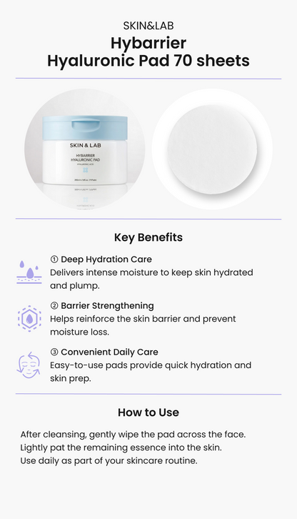 SKIN&LAB Hybarrier Hyaluronic Pad 70 sheets