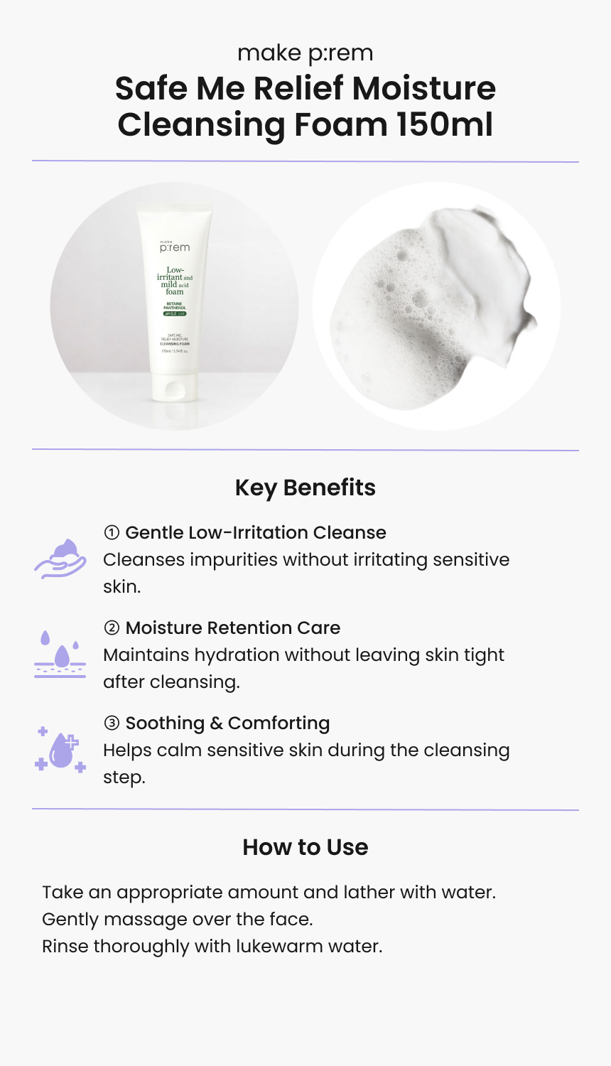 make p:rem Safe Me Relief Moisture Cleansing Foam 170ml