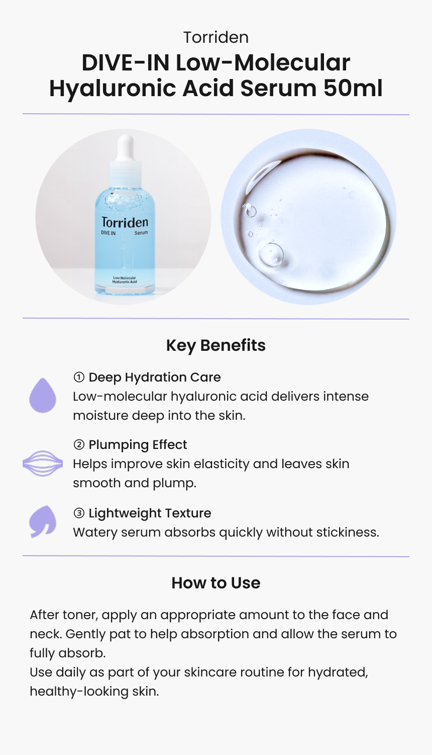Torriden DIVE-IN Low-Molecular Hyaluronic Acid Serum 50ml