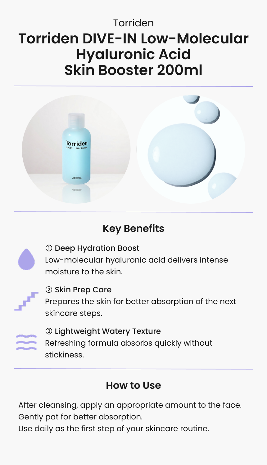 Torriden DIVE-IN Low-Molecular Hyaluronic Acid Skin Booster 200ml
