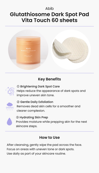 Abib Glutathiosome Dark Spot Pad Vita Touch 60 sheets