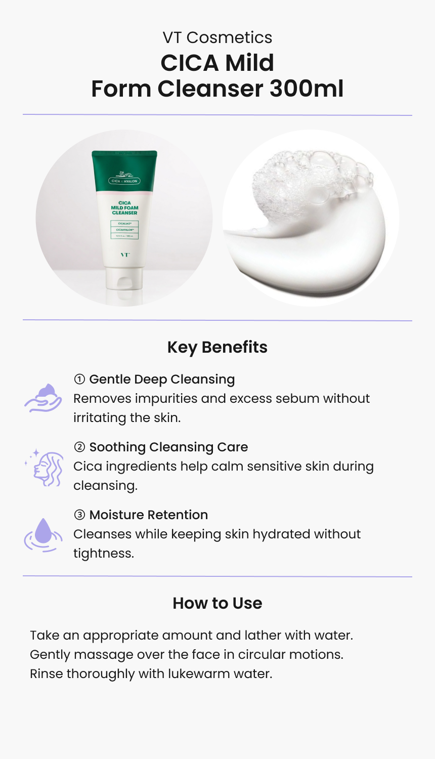 VT Cosmetics CICA Mild Form Cleanser 300ml