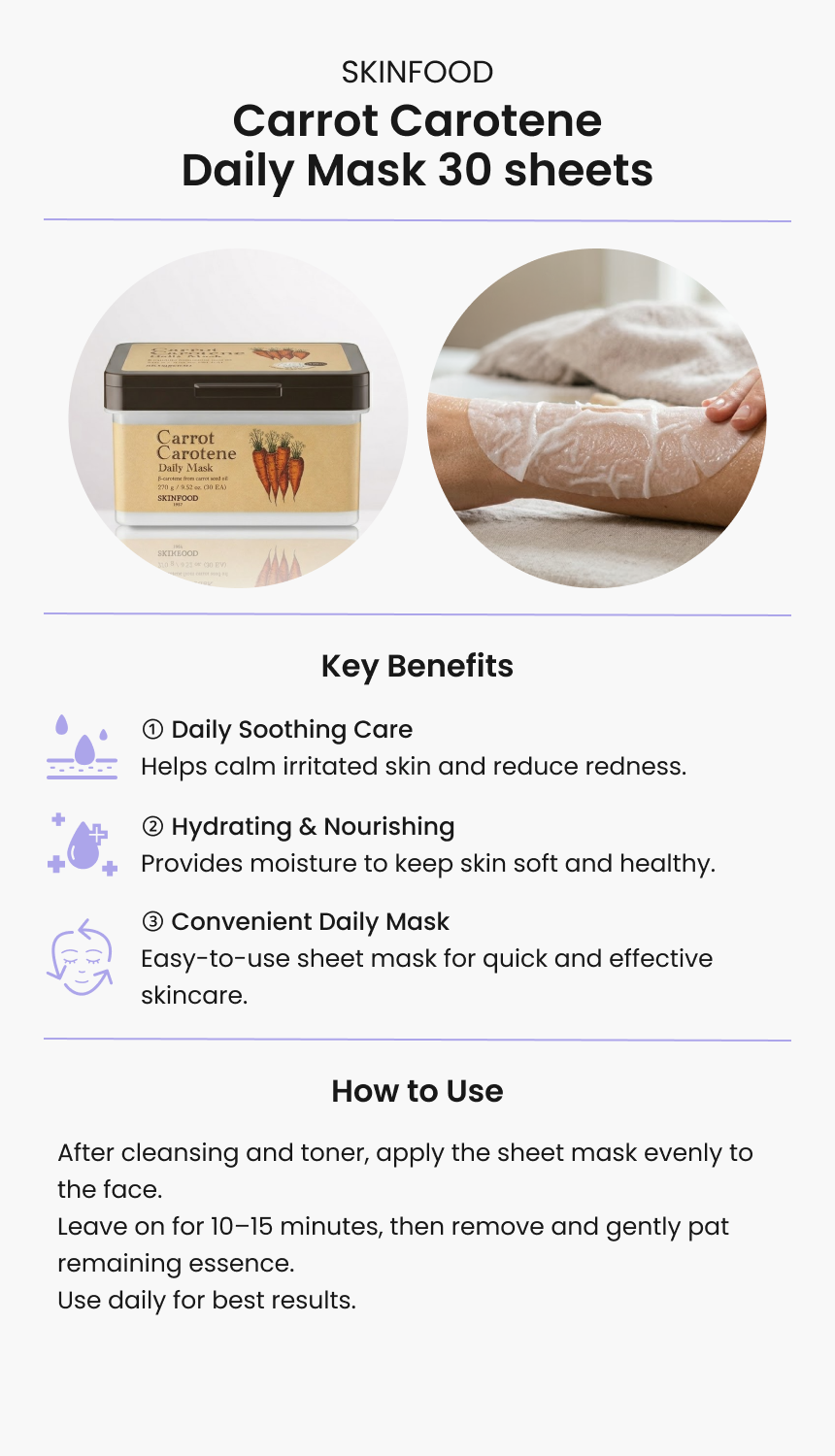 SKINFOOD Carrot Carotene Daily Mask 30 sheets