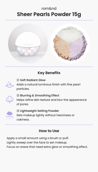 rom&nd Sheer Pearls Powder 15g (2 colors)